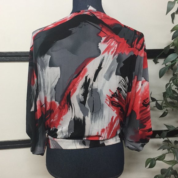 Alberto Makali Top Abstract Pattern Size M Red/Black/White - Picture 3 of 4